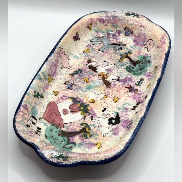 Lesal Ceramics Lisa Lindberg Van Northwick Studio Art Pottery Farm Animals Tray - Picture 1 of 11